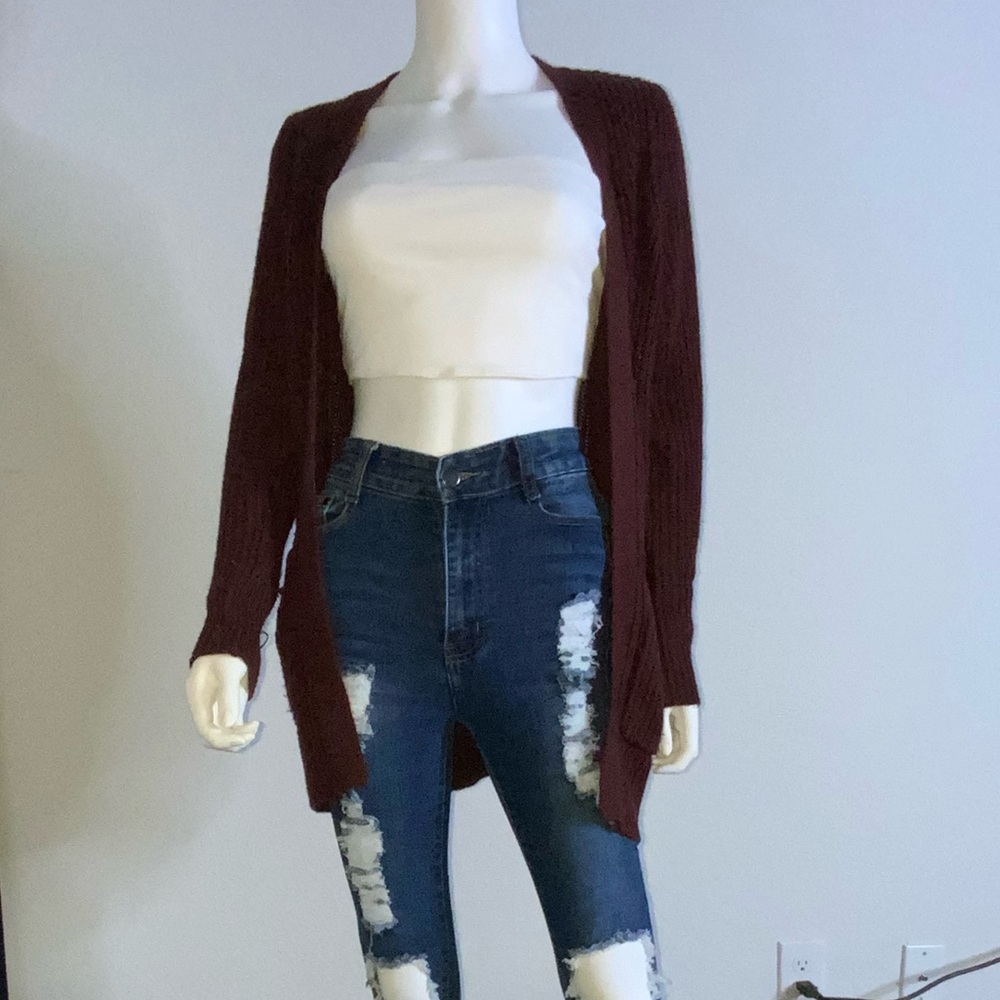 Cozy Knitted Maroon Cardigan